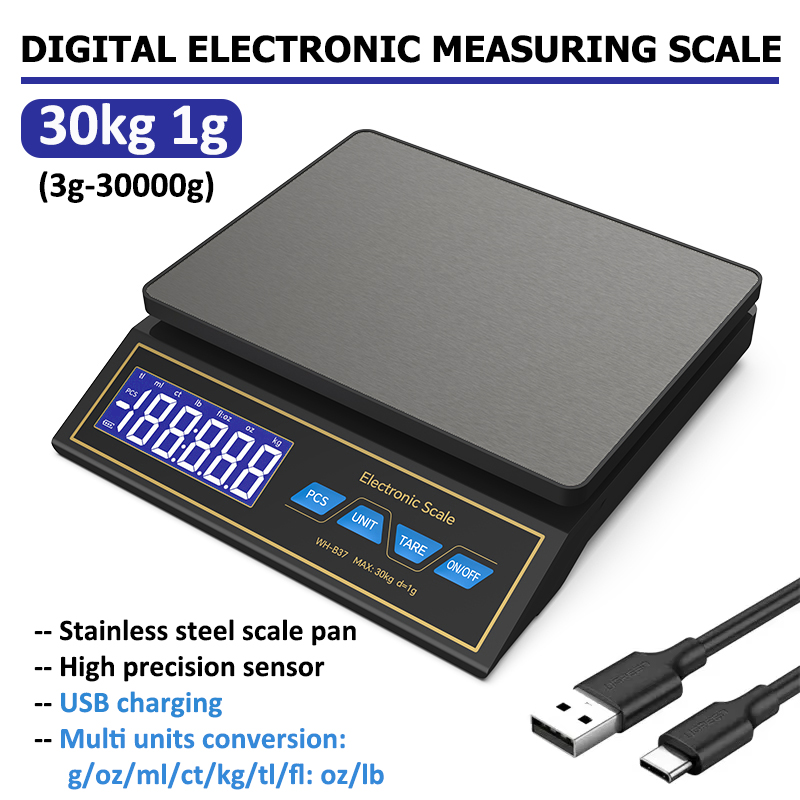 Unique Electronics Gadgets - LCD 디지털 주방 저울 30kg/1g 충전식